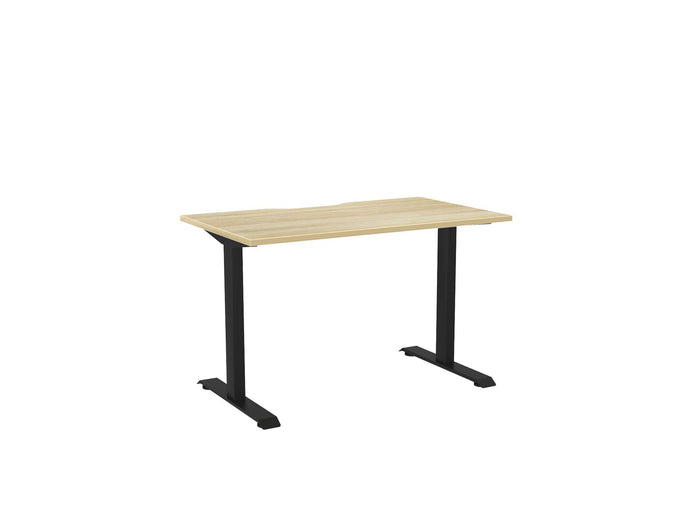 Knight's Haven 1200mm x 700mm Fixed Height Single Sided Desk, Black Frame, Scallop Top, Choice of Worktop Colours Atlantic Oak KG_HVFSSD127SBAO