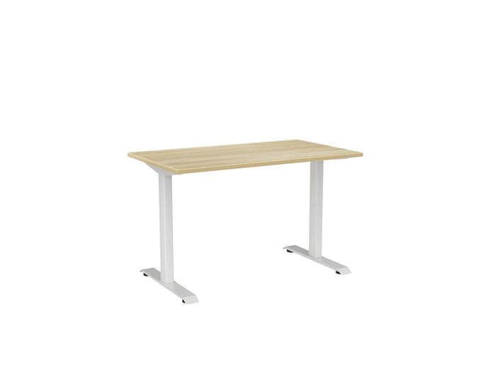 Knight's Haven 1200mm x 700mm Fixed Height Single Sided Desk, White Frame, Choice of Worktop Colours Atlantic Oak KG_HVFSSD127WAO