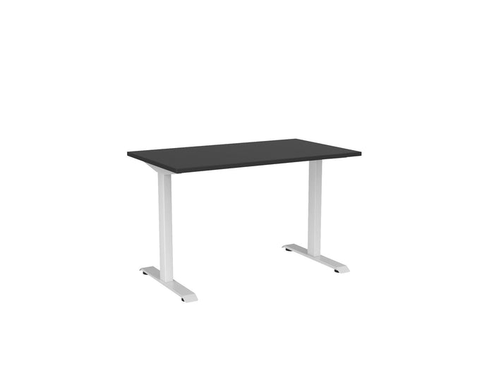 Knight's Haven 1200mm x 700mm Fixed Height Single Sided Desk, White Frame, Choice of Worktop Colours Black KG_HVFSSD127WBL