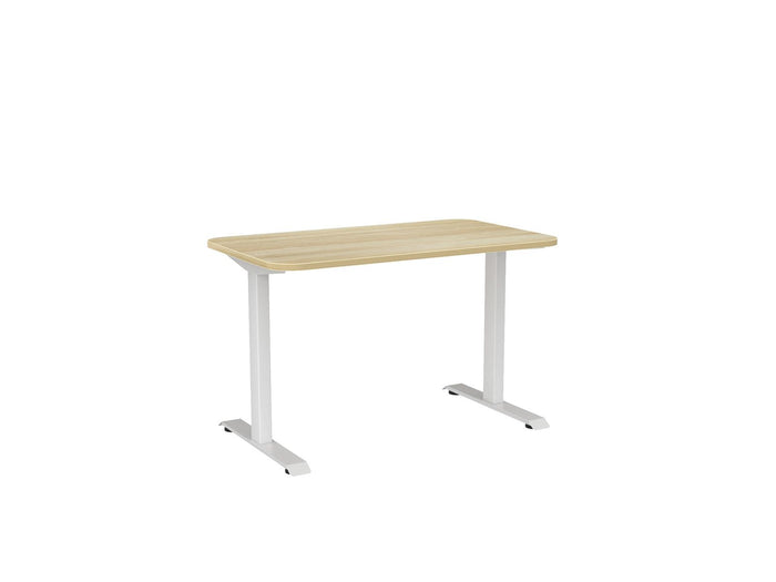 Knight's Haven 1200mm x 700mm Fixed Height Single Sided Desk, White Frame, Radius Corners Top, Choice of Worktop Colours