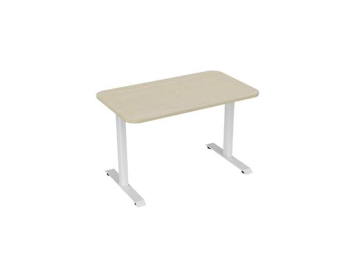 Knight's Haven 1200mm x 700mm Fixed Height Single Sided Desk, White Frame, Radius Corners Top, Choice of Worktop Colours