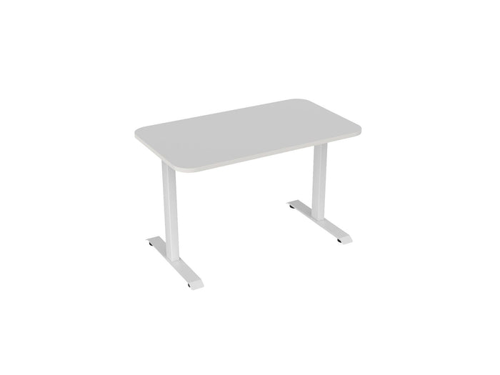 Knight's Haven 1200mm x 700mm Fixed Height Single Sided Desk, White Frame, Radius Corners Top, Choice of Worktop Colours