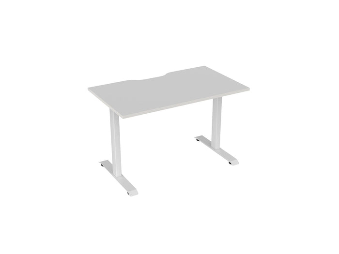 Knight's Haven 1200mm x 700mm Fixed Height Single Sided Desk, White Frame, Scallop Top, Choice of Worktop Colours