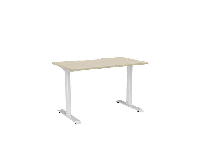Knight's Haven 1200mm x 700mm Fixed Height Single Sided Desk, White Frame, Scallop Top, Choice of Worktop Colours Nordic Maple KG_HVFSSD127SWNM