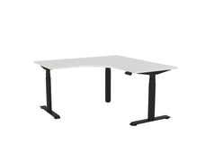 Knight's Haven 1500mm x 700mm 90° Electric Height Adjustable Workstation, Black Powdercoat Frame,  60mm Cable Port, Choice of Worktop Colours White KG_HVE3W157BW