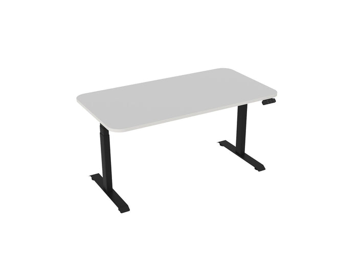 Knight's Haven 1500mm x 800mm Electric Height Adjustable Single Sided Desk, Black Powdercoat Frame, With Radius Corners Top, Choice of Worktop Colours