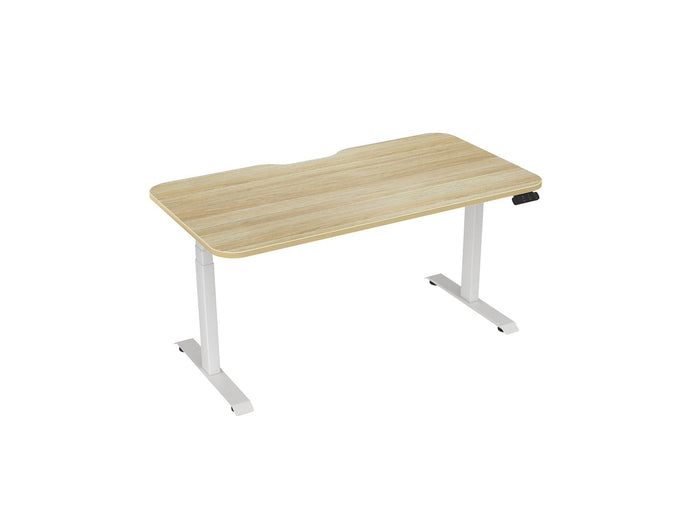 Knight's Haven 1500mm x 800mm Electric Height Adjustable Single Sided Desk, White Powdercoat Frame, With Scallop & Radius Corners Top, Choice of Worktop Colours