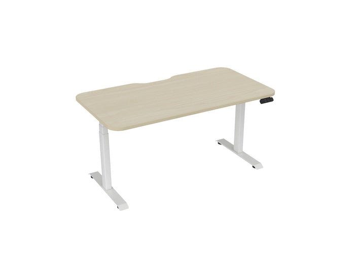 Knight's Haven 1500mm x 800mm Electric Height Adjustable Single Sided Desk, White Powdercoat Frame, With Scallop & Radius Corners Top, Choice of Worktop Colours