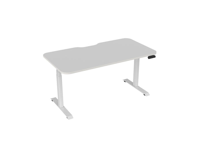 Knight's Haven 1500mm x 800mm Electric Height Adjustable Single Sided Desk, White Powdercoat Frame, With Scallop & Radius Corners Top, Choice of Worktop Colours