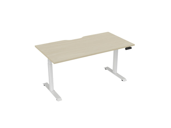 Knight's Haven 1500mm x 800mm Electric Height Adjustable Single Sided Desk, White Powdercoat Frame, With Scallop Top, Choice of Worktop Colours