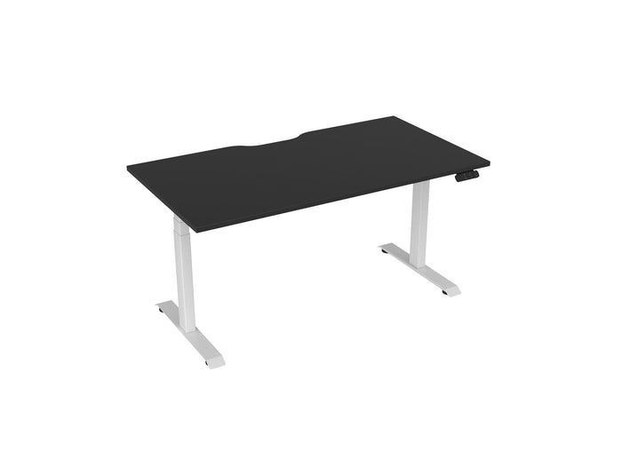 Knight's Haven 1500mm x 800mm Electric Height Adjustable Single Sided Desk, White Powdercoat Frame, With Scallop Top, Choice of Worktop Colours