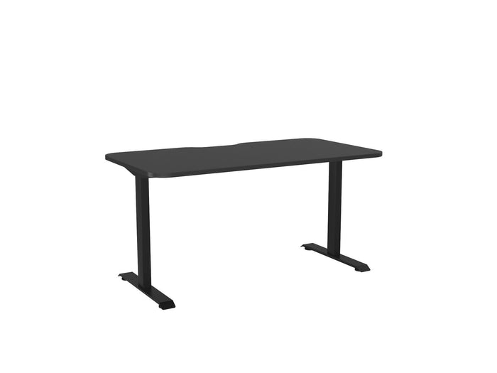 Knight's Haven 1500mm x 800mm Fixed Height Single Sided Desk, Black Frame, Scallop & Radius Corners Top, Choice of Worktop Colours Black KG_HVFSSD158SRBBL