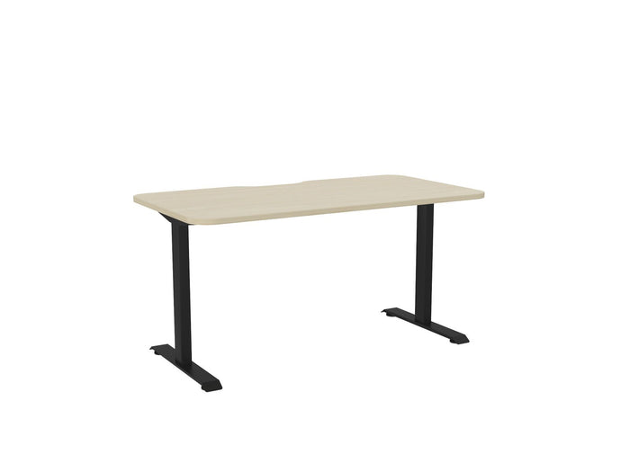 Knight's Haven 1500mm x 800mm Fixed Height Single Sided Desk, Black Frame, Scallop & Radius Corners Top, Choice of Worktop Colours Nordic Maple KG_HVFSSD158SRBNM