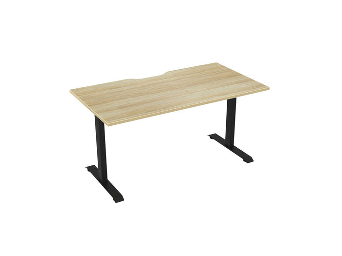 Knight's Haven 1500mm x 800mm Fixed Height Single Sided Desk, Black Frame, Scallop Top, Choice of Worktop Colours