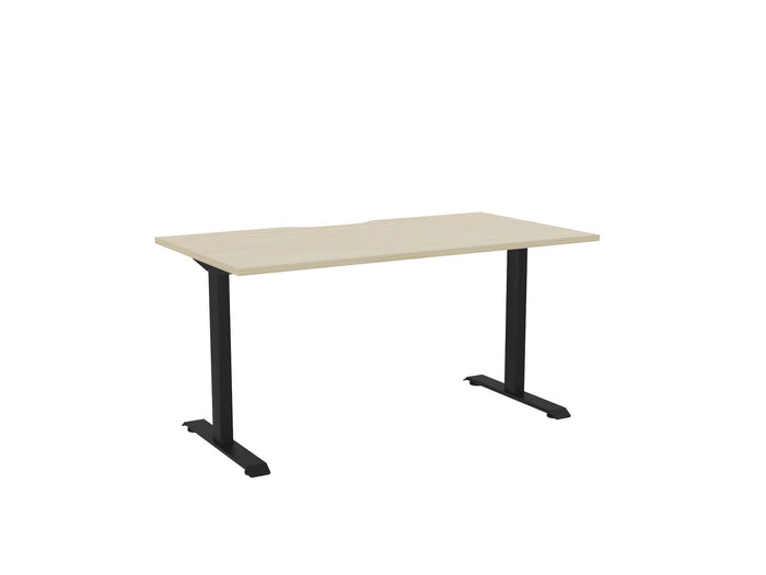 Knight's Haven 1500mm x 800mm Fixed Height Single Sided Desk, Black Frame, Scallop Top, Choice of Worktop Colours Nordic Maple KG_HVFSSD158SBNM