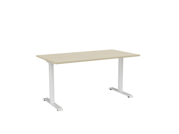 Knight's Haven 1500mm x 800mm Fixed Height Single Sided Desk, White Frame, Choice of Worktop Colours Nordic Maple KG_HVFSSD158WNM