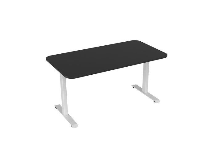 Knight's Haven 1500mm x 800mm Fixed Height Single Sided Desk, White Frame, Radius Corners Top, Choice of Worktop Colours