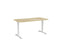 Knight's Haven 1500mm x 800mm Fixed Height Single Sided Desk, White Frame, Radius Corners Top, Choice of Worktop Colours Atlantic Oak KG_HVFSSD158RWAO