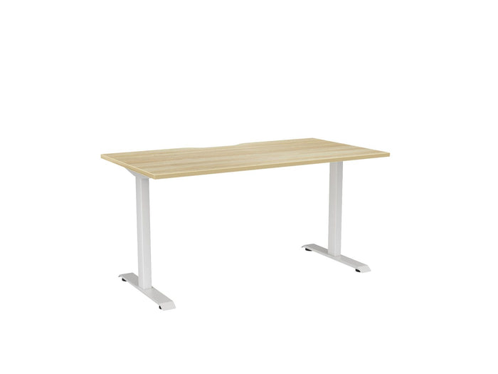 Knight's Haven 1500mm x 800mm Fixed Height Single Sided Desk, White Frame, Scallop Top, Choice of Worktop Colours