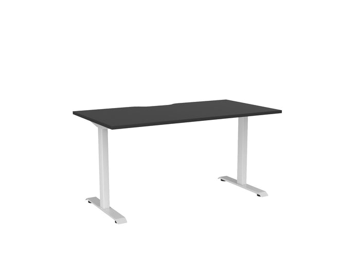 Knight's Haven 1500mm x 800mm Fixed Height Single Sided Desk, White Frame, Scallop Top, Choice of Worktop Colours