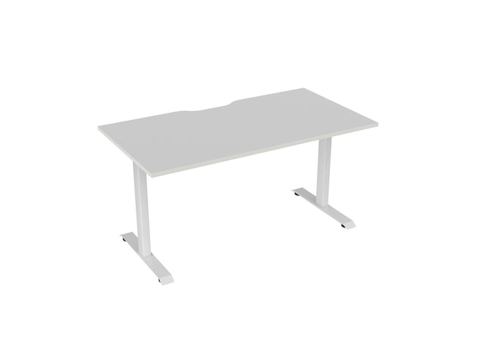 Knight's Haven 1500mm x 800mm Fixed Height Single Sided Desk, White Frame, Scallop Top, Choice of Worktop Colours