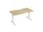 Knight's Haven 1500mm x 800mm Fixed Height Single Sided Desk, White Frame, Scallop Top, Choice of Worktop Colours Atlantic Oak KG_HVFSSD158SWAO