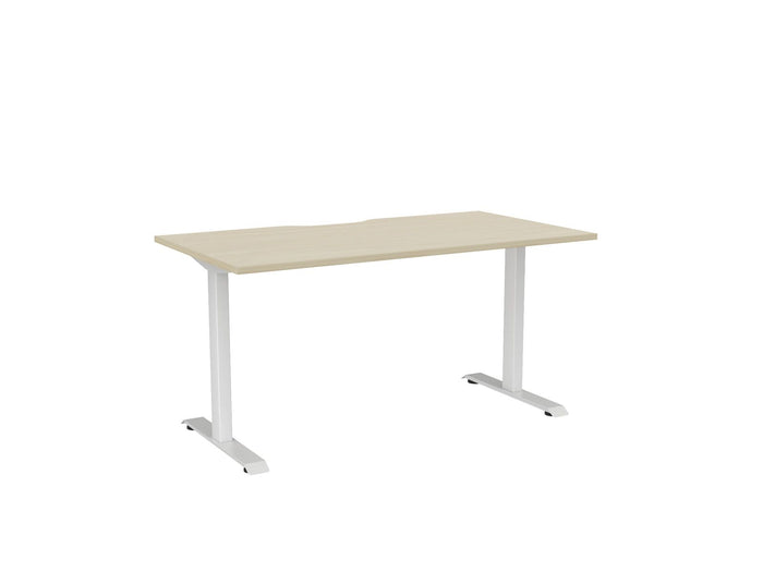 Knight's Haven 1500mm x 800mm Fixed Height Single Sided Desk, White Frame, Scallop Top, Choice of Worktop Colours Nordic Maple KG_HVFSSD158SWNM