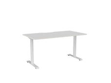 Knight's Haven 1500mm x 800mm Fixed Height Single Sided Desk, White Frame, Scallop Top, Choice of Worktop Colours White KG_HVFSSD158SWW