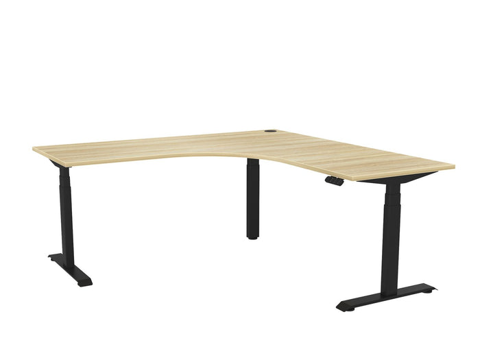Knight's Haven 1800mm x 700mm 90° Electric Height Adjustable Workstation, Black Powdercoat Frame,  60mm Cable Port, Choice of Worktop Colours