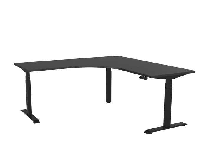 Knight's Haven 1800mm x 700mm 90° Electric Height Adjustable Workstation, Black Powdercoat Frame,  60mm Cable Port, Choice of Worktop Colours