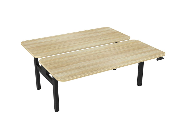 Knight's Haven 1800mm x 800mm Electric Height Adjustable Double Sided Desk, Black Powdercoat Frame, Radius Corners Top, Choice of Worktop Colours