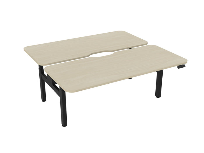 Knight's Haven 1800mm x 800mm Electric Height Adjustable Double Sided Desk, Black Powdercoat Frame, Scallop & Radius Corners Top, Choice of Worktop Colours