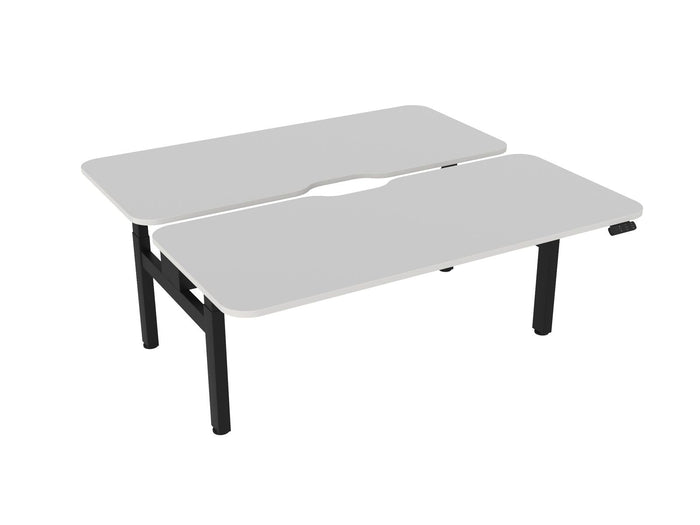 Knight's Haven 1800mm x 800mm Electric Height Adjustable Double Sided Desk, Black Powdercoat Frame, Scallop & Radius Corners Top, Choice of Worktop Colours