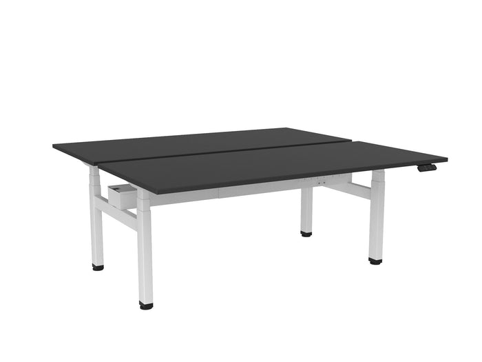 Knight's Haven 1800mm x 800mm Electric Height Adjustable Double Sided Desk, White Powdercoat Frame, Choice of Worktop Colours Black KG_HVE3DSD188WBL