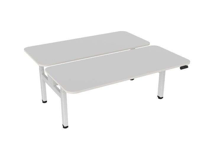 Knight's Haven 1800mm x 800mm Electric Height Adjustable Double Sided Desk, White Powdercoat Frame, Radius Corners Top, Choice of Worktop Colours