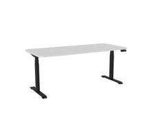 Knight's Haven 1800mm x 800mm Electric Height Adjustable Single Sided Desk, Black Powdercoat Frame, With Radius Corners Top, Choice of Worktop Colours White KG_HVE3SSD188RBW
