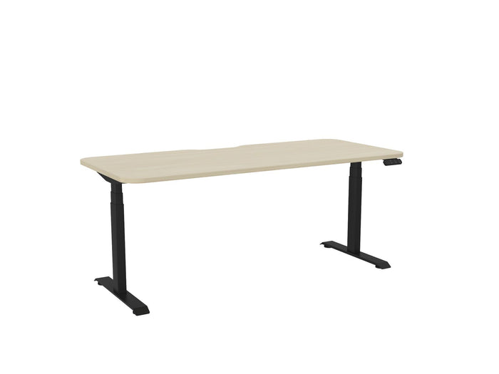 Knight's Haven 1800mm x 800mm Electric Height Adjustable Single Sided Desk, Black Powdercoat Frame, With Scallop & Radius Corners Top, Choice of Worktop Colours Nordic Maple KG_HVE3SSD188SRBNM
