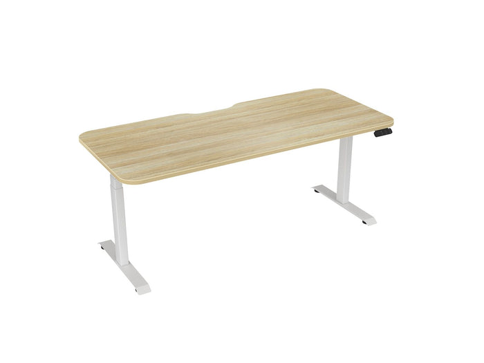 Knight's Haven 1800mm x 800mm Electric Height Adjustable Single Sided Desk, White Powdercoat Frame, With Scallop & Radius Corners Top, Choice of Worktop Colours