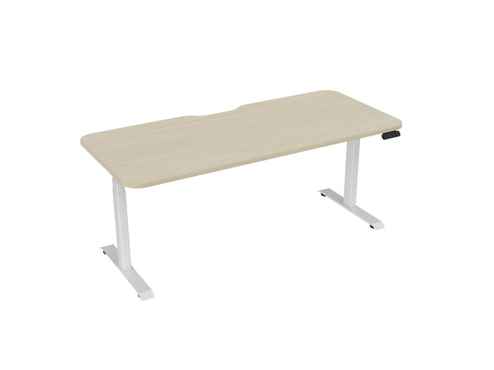 Knight's Haven 1800mm x 800mm Electric Height Adjustable Single Sided Desk, White Powdercoat Frame, With Scallop & Radius Corners Top, Choice of Worktop Colours