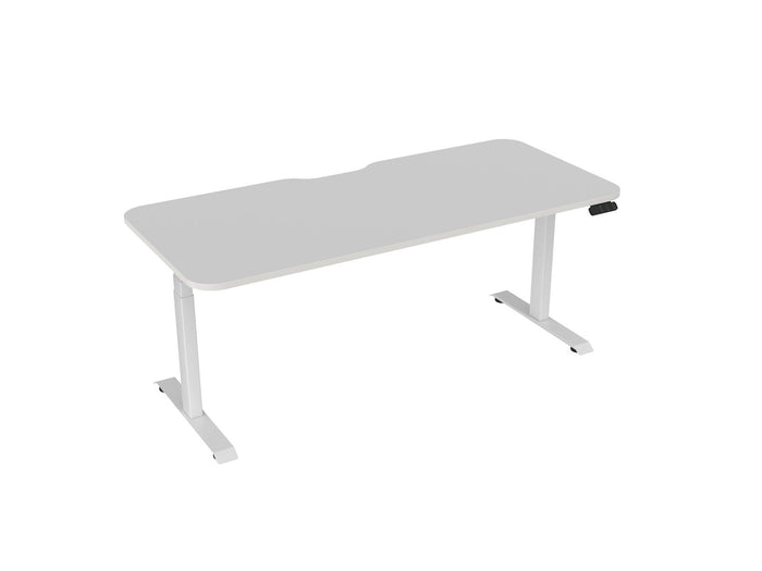 Knight's Haven 1800mm x 800mm Electric Height Adjustable Single Sided Desk, White Powdercoat Frame, With Scallop & Radius Corners Top, Choice of Worktop Colours