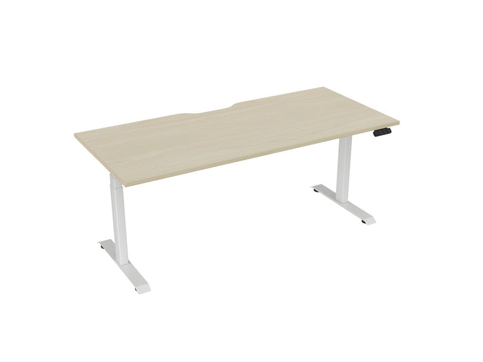 Knight's Haven 1800mm x 800mm Electric Height Adjustable Single Sided Desk, White Powdercoat Frame, With Scallop Top, Choice of Worktop Colours