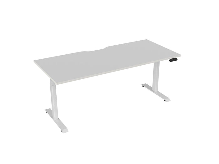 Knight's Haven 1800mm x 800mm Electric Height Adjustable Single Sided Desk, White Powdercoat Frame, With Scallop Top, Choice of Worktop Colours