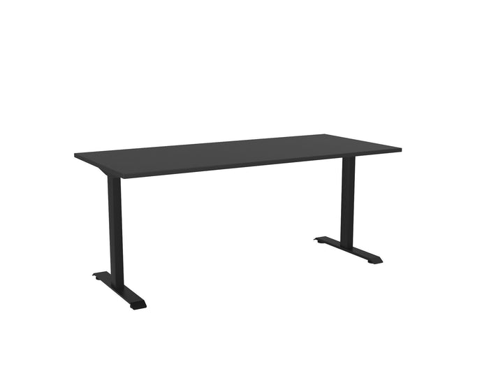 Knight's Haven 1800mm x 800mm Fixed Height Single Sided Desk, Black Frame, Choice of Worktop Colours Black KG_HVFSSD188BBL