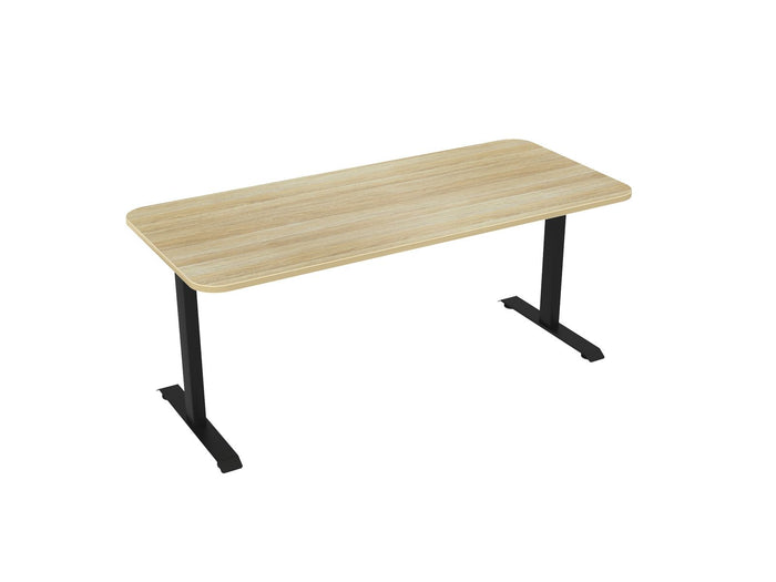 Knight's Haven 1800mm x 800mm Fixed Height Single Sided Desk, Black Frame, Radius Corners Top, Choice of Worktop Colours