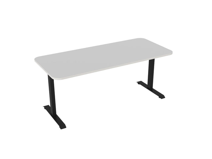 Knight's Haven 1800mm x 800mm Fixed Height Single Sided Desk, Black Frame, Radius Corners Top, Choice of Worktop Colours