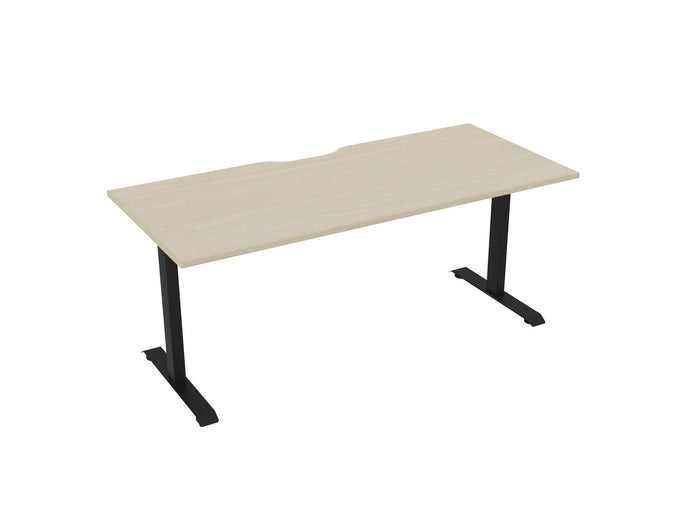 Knight's Haven 1800mm x 800mm Fixed Height Single Sided Desk, Black Frame, Scallop Top, Choice of Worktop Colours