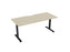 Knight's Haven 1800mm x 800mm Fixed Height Single Sided Desk, Black Frame, Scallop Top, Choice of Worktop Colours