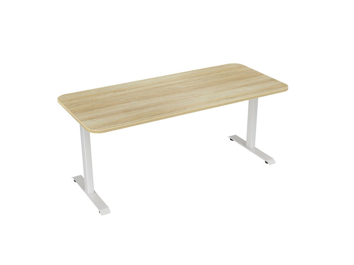 Knight's Haven 1800mm x 800mm Fixed Height Single Sided Desk, White Frame, Radius Corners Top, Choice of Worktop Colours