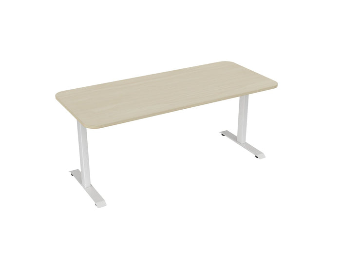 Knight's Haven 1800mm x 800mm Fixed Height Single Sided Desk, White Frame, Radius Corners Top, Choice of Worktop Colours