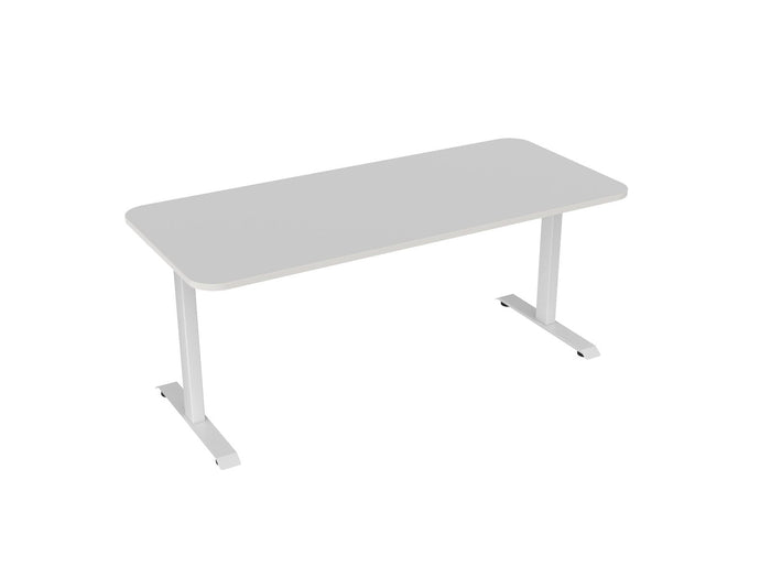 Knight's Haven 1800mm x 800mm Fixed Height Single Sided Desk, White Frame, Radius Corners Top, Choice of Worktop Colours
